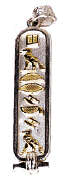 Custom cartouche in Sterling silver with 18k gold symbols